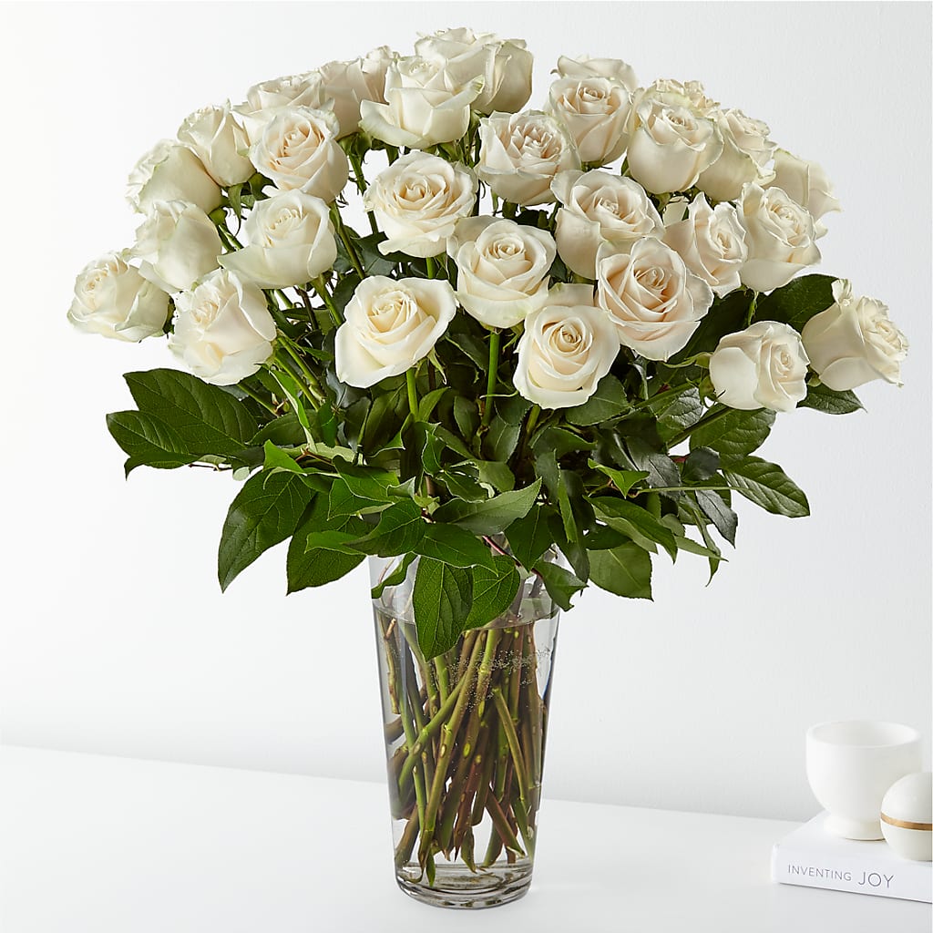 Long Stem White Rose Bouquet – BETTY'S FLOWERS AND GIFTS, Watsonville CA