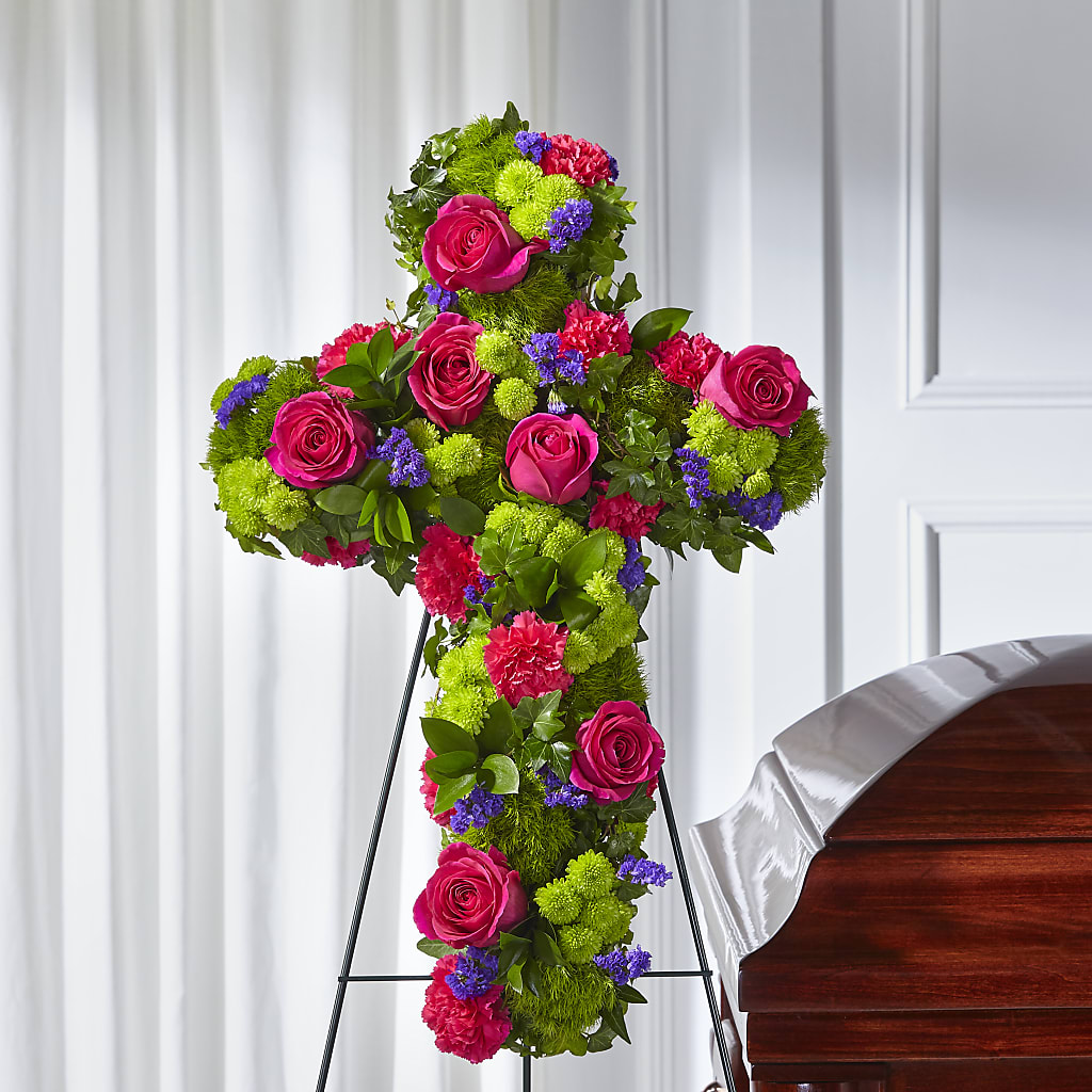 Tribute Rose Floral Cross – BETTY'S FLOWERS AND GIFTS, Watsonville CA