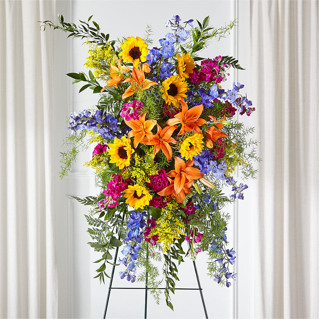 Sunlit Memories Standing Spray (Standard) – BETTY'S FLOWERS AND GIFTS, Watsonville CA