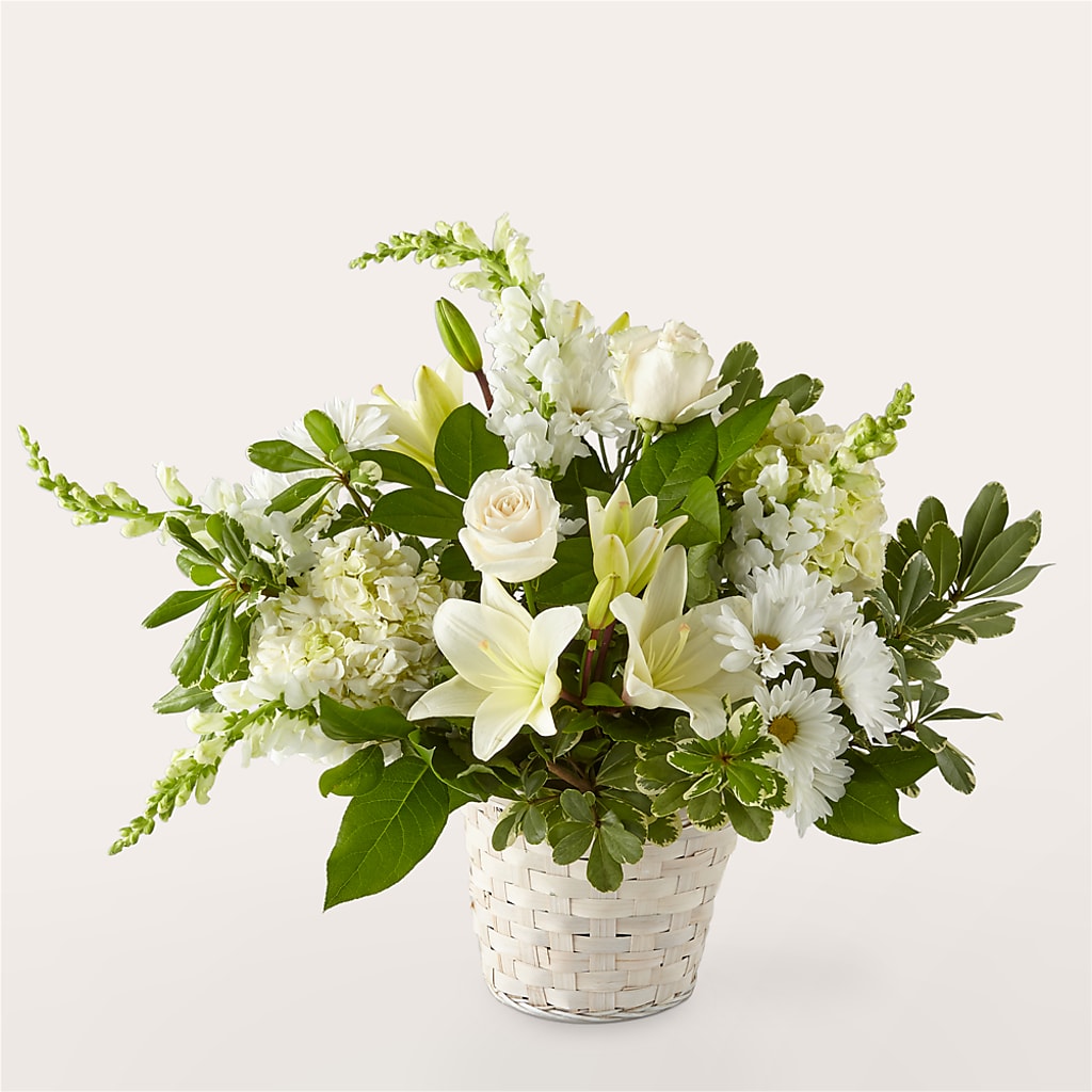 Ivory Elegance Floral Basket – BETTY'S FLOWERS AND GIFTS, Watsonville CA