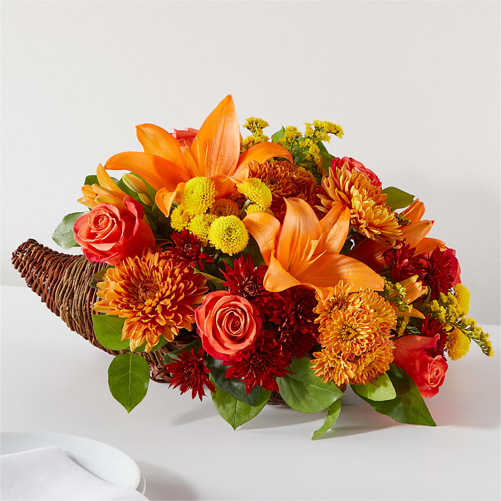 Bouquet of Blessings Cornucopia – BETTY'S FLOWERS AND GIFTS, Watsonville CA