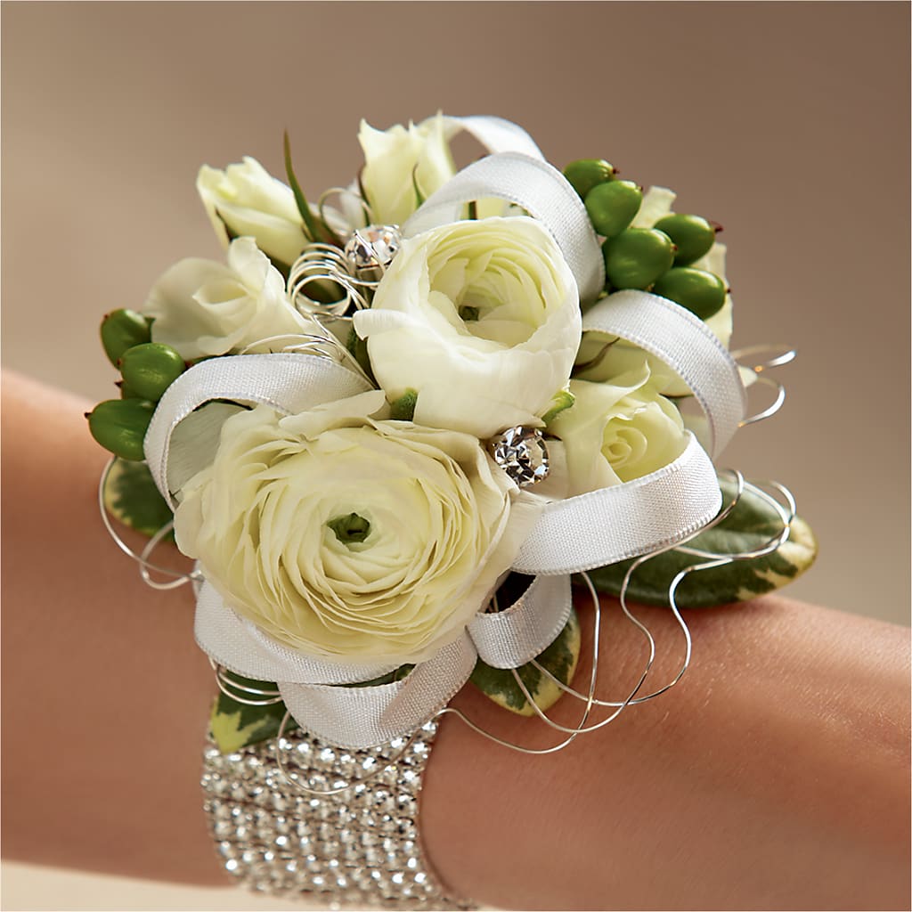White Wedding Corsage – BETTY'S FLOWERS AND GIFTS, Watsonville CA