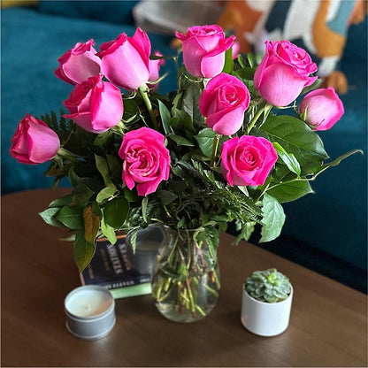 Long Stem Pink Rose Bouquet – BETTY'S FLOWERS AND GIFTS, Watsonville CA